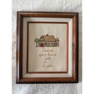 Handmade Needlepoint Embroidery Cross Stitch Framed Art‎ House Home Country Farm
